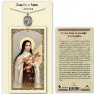 St Teresa Medal with Prayer Card in Spanish