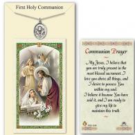 First Communion Medal with Prayer Card for Girls