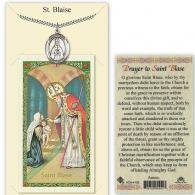St Blaise Prayer Card with Medal