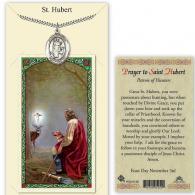 St Hubert Prayer Card with Medal