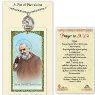 St Padre Pio Prayer Card with Medal