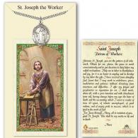 St Joseph the Worker Prayer Card with Medal