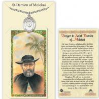 St Damien of Molokai Prayer Card with Medal
