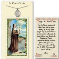 St Clare of Assisi Prayer Card with Medal