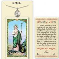 St Martha Prayer Card with Medal